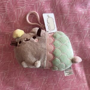 Pusheen Plush Keychain in Mint and Gray